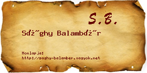 Sághy Balambér névjegykártya